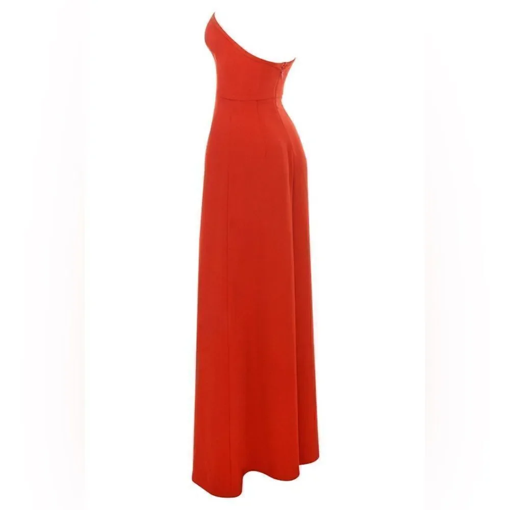 House of CB MARIEFRANCE RUST WIDE LEG CORSET JUMPSUIT